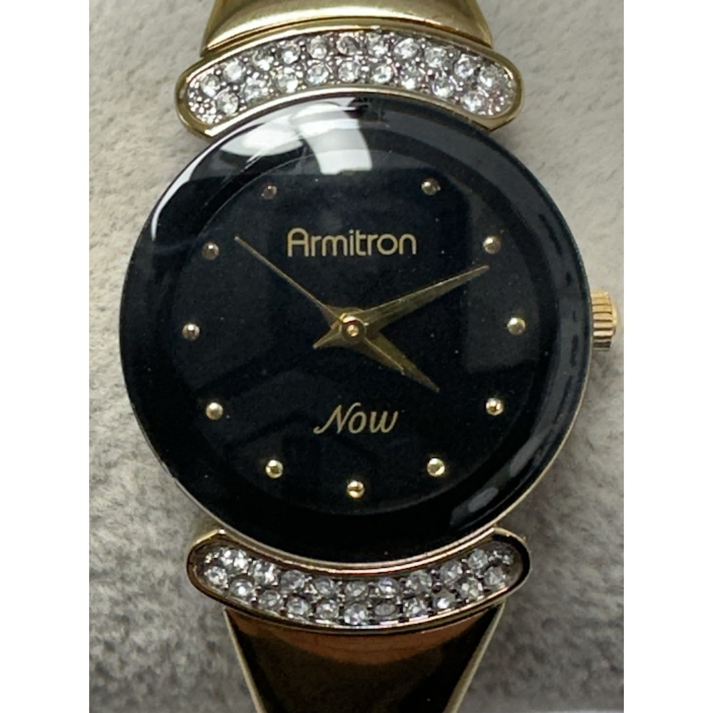 Armitron Now 75/3870GP New Battery Ladies Watch 22MM 7" Gold Tone Crystals K47